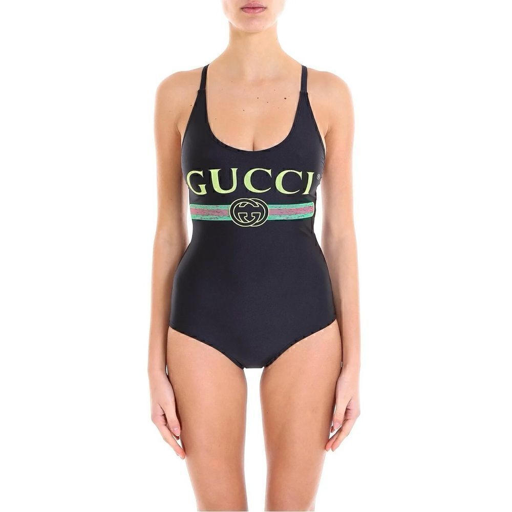 Gucci Sparkling Swimsuit with Gucci Logo in Black